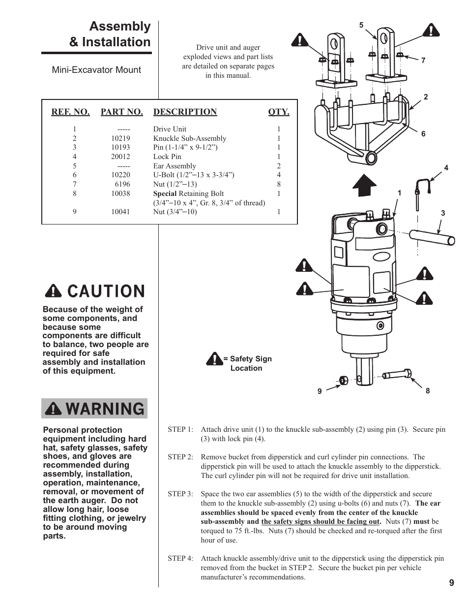 Assembly & installation | Danuser EP20 User Manual | Page 9 / 22