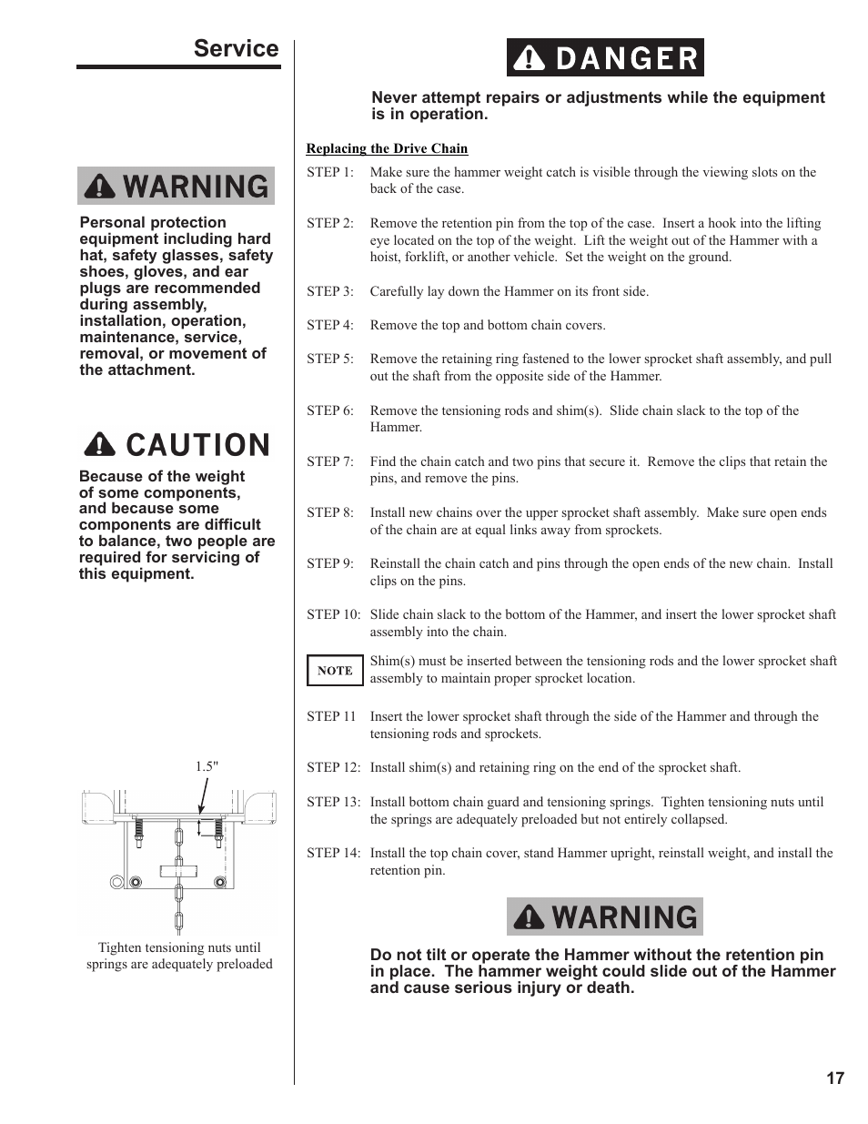 Service | Danuser SM40 Hammer User Manual | Page 17 / 30