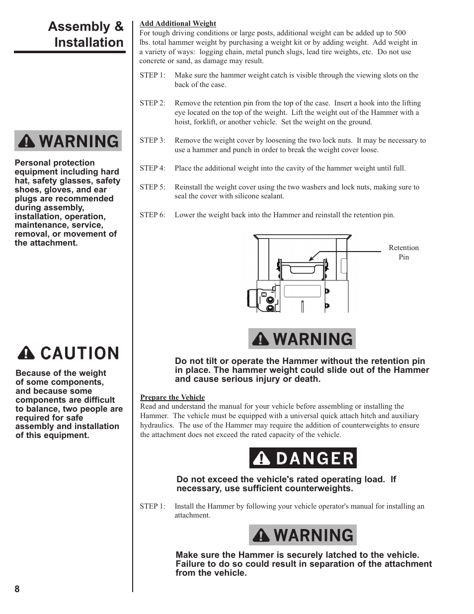 Assembly & installation | Danuser SM40 Hammer User Manual | Page 8 / 30
