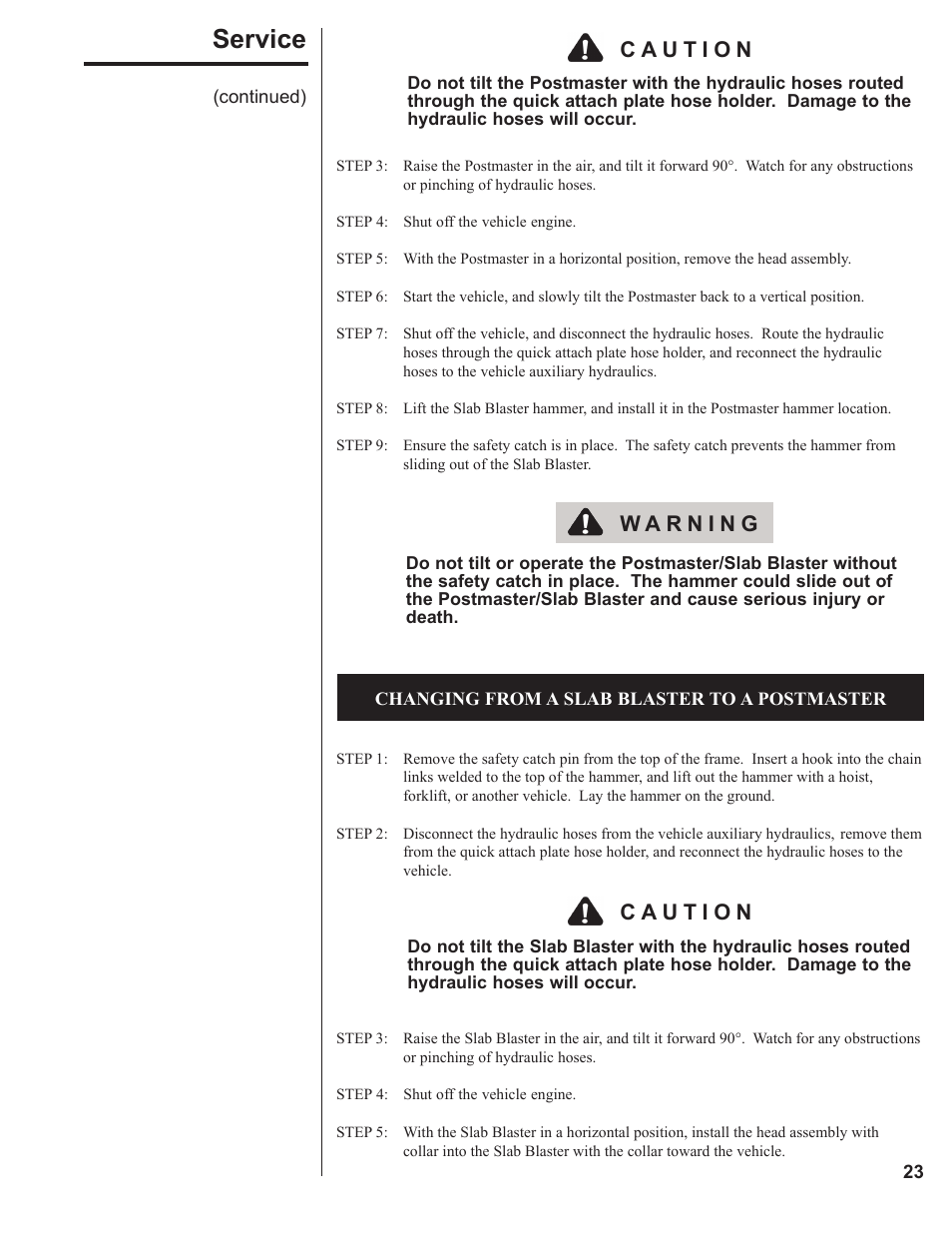 Service | Danuser 9000 Postmaster/SlabBlaster User Manual | Page 23 / 34