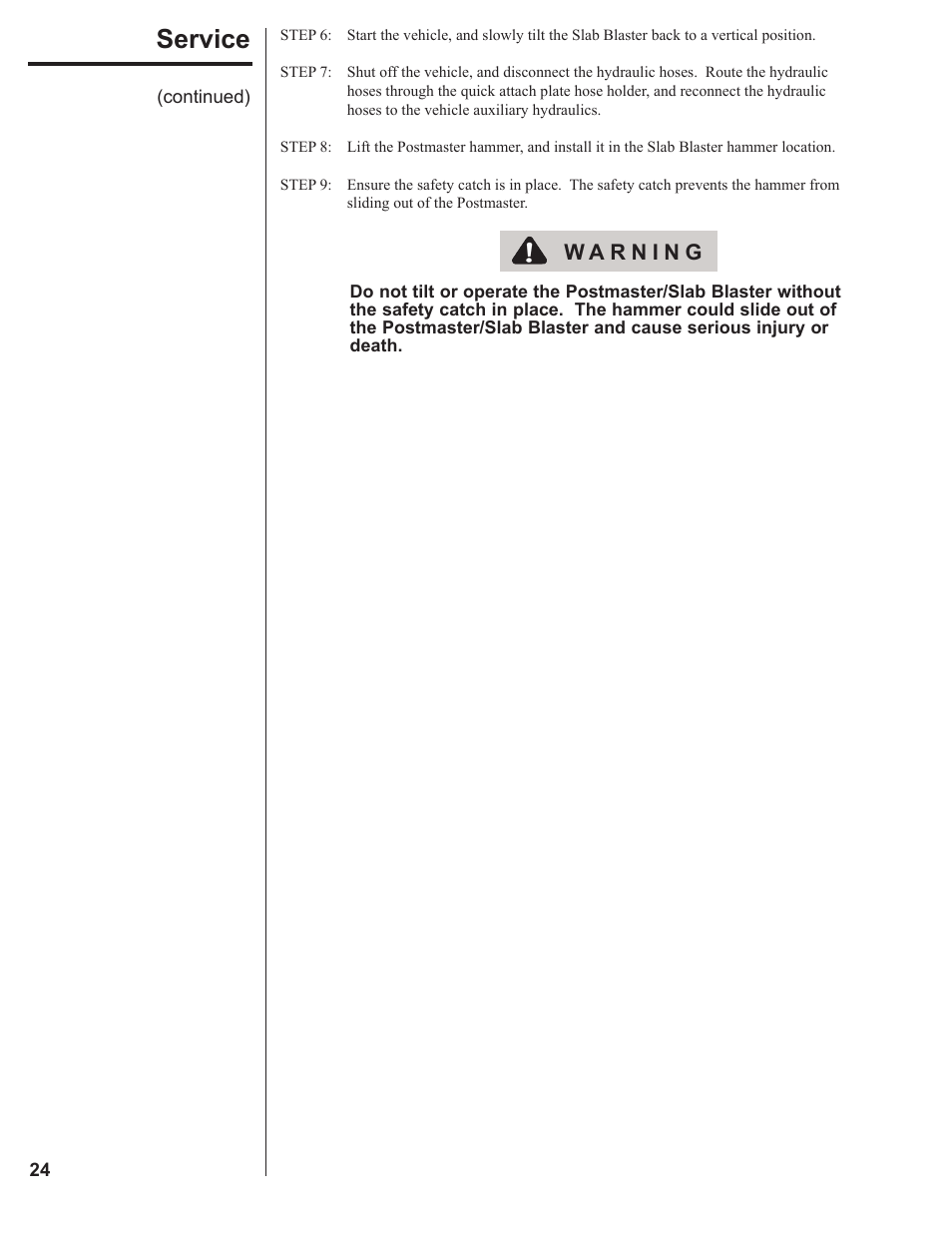 Service | Danuser 9000 Postmaster/SlabBlaster User Manual | Page 24 / 34