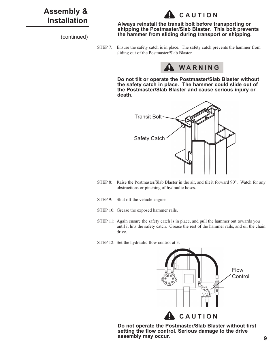 Assembly & installation | Danuser 9000 Postmaster/SlabBlaster User Manual | Page 9 / 34