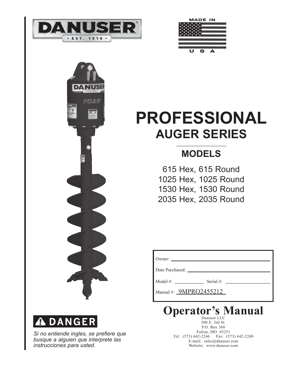 Danuser 2035 Round User Manual | 22 pages