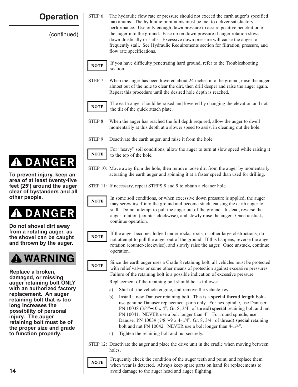 Operation | Danuser 2035 Round User Manual | Page 14 / 22