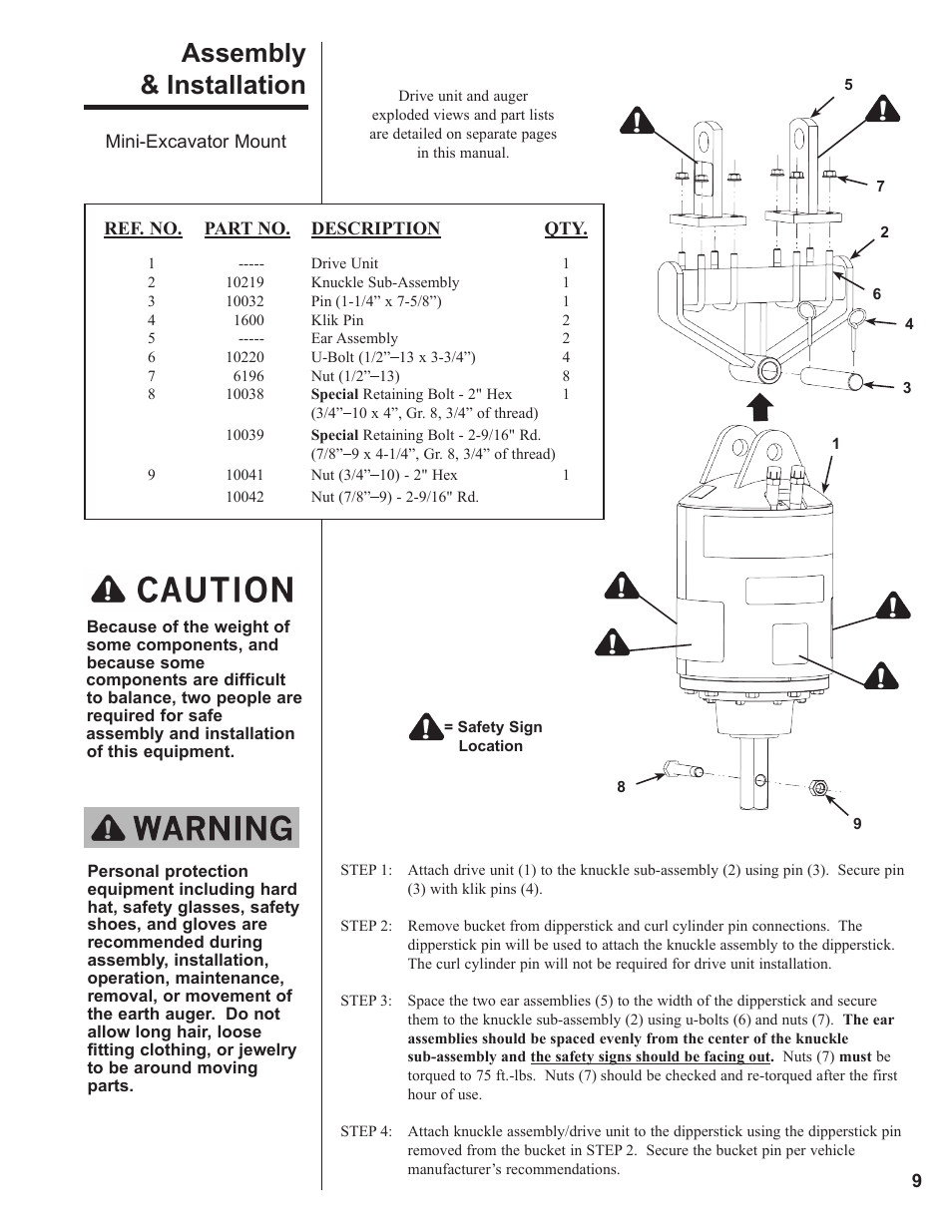 Assembly & installation | Danuser 2035 Round User Manual | Page 9 / 22