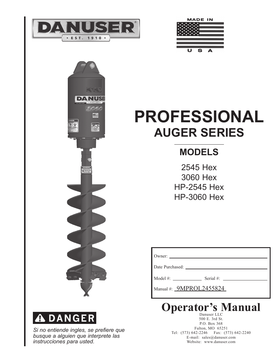 Danuser HP-3060 Hex User Manual | 20 pages