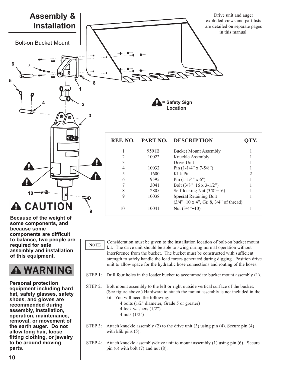 Assembly & installation | Danuser HP-3060 Hex User Manual | Page 10 / 20