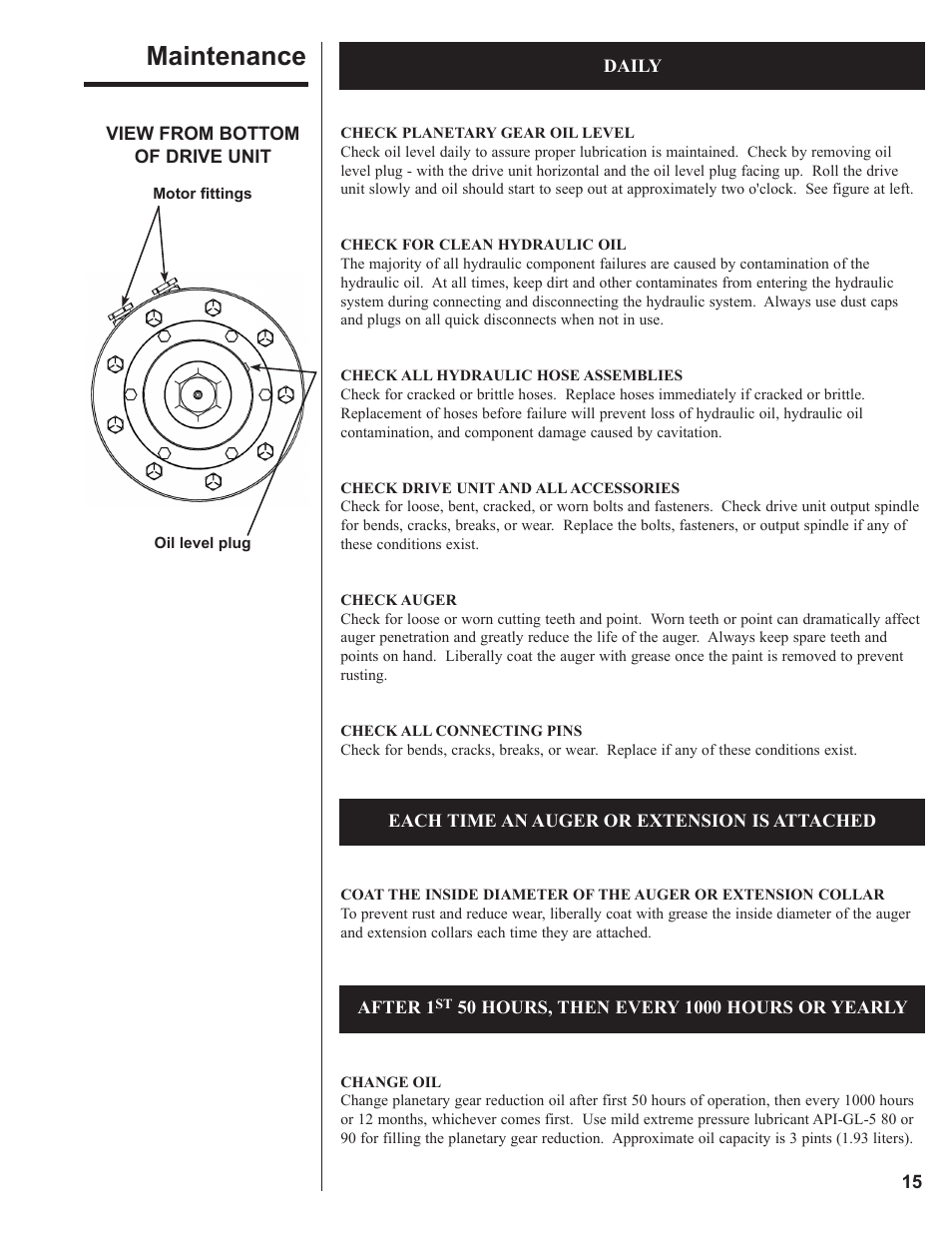 Maintenance | Danuser HP-3060 Hex User Manual | Page 15 / 20