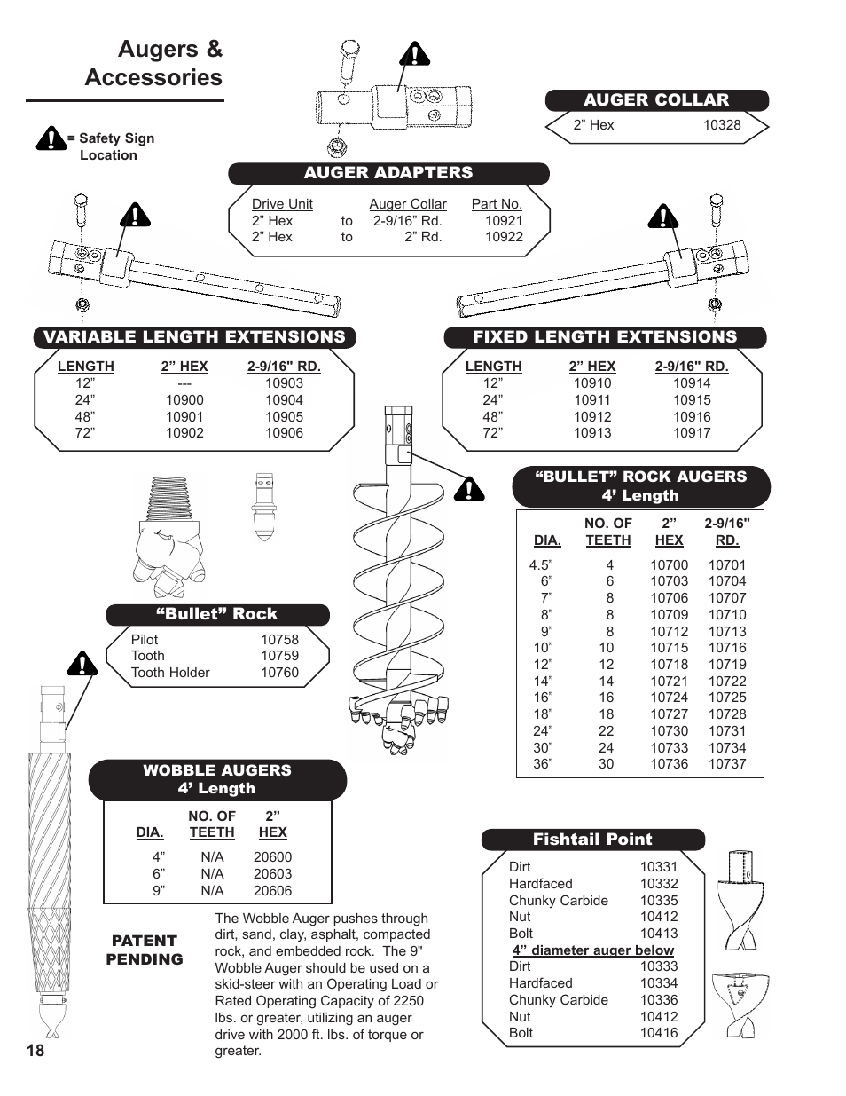Augers & accessories | Danuser HP-3060 Hex User Manual | Page 18 / 20
