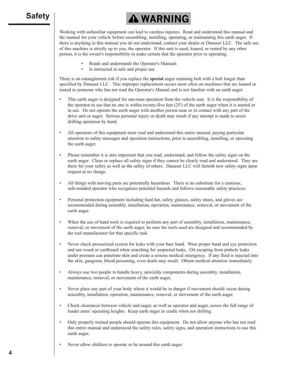 Safety | Danuser HP-3060 Hex User Manual | Page 4 / 20