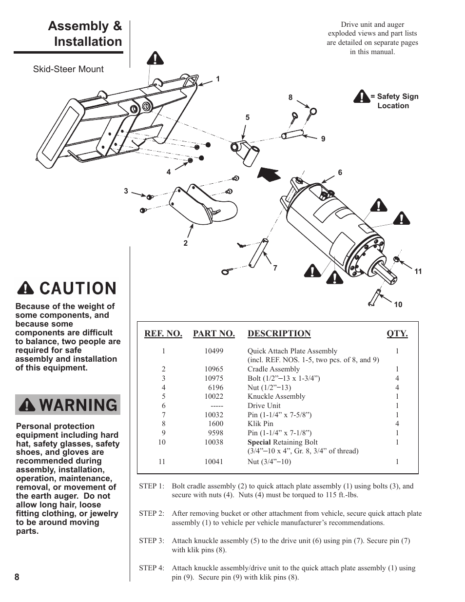 Assembly & installation | Danuser HP-3060 Hex User Manual | Page 8 / 20