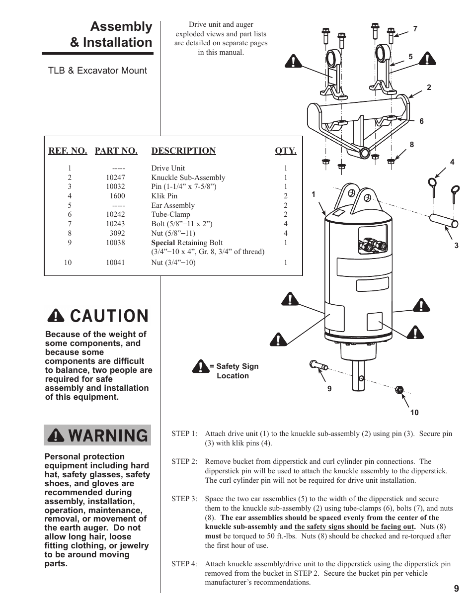 Assembly & installation | Danuser HP-3060 Hex User Manual | Page 9 / 20