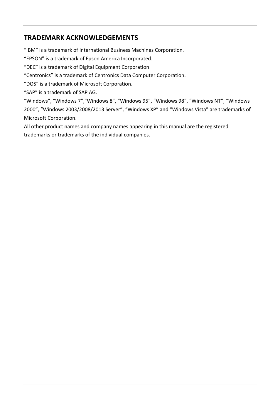 Trademark acknowledgements | Dascom DM-220 User Guide User Manual | Page 10 / 53