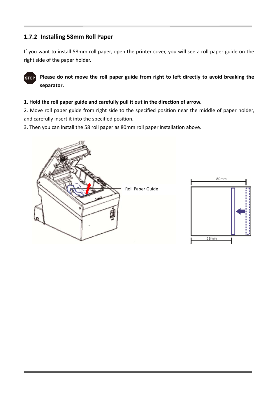 2 installing 58mm roll paper, Installing 58mm roll paper | Dascom DT-230 User Guide User Manual | Page 20 / 64