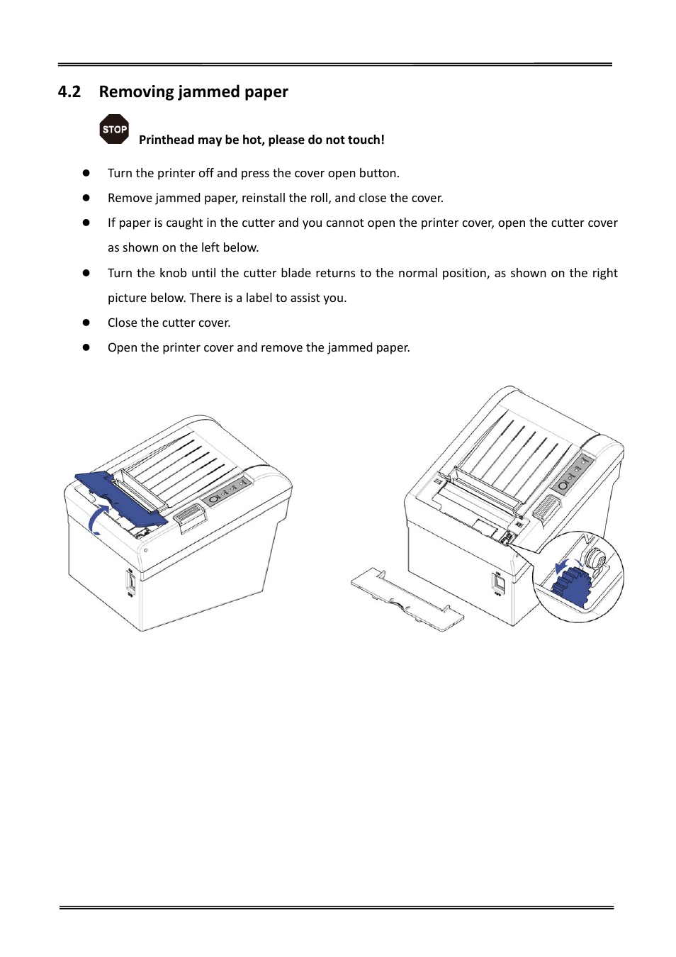 2 removing jammed paper, Removing jammed paper | Dascom DT-230 User Guide User Manual | Page 34 / 64