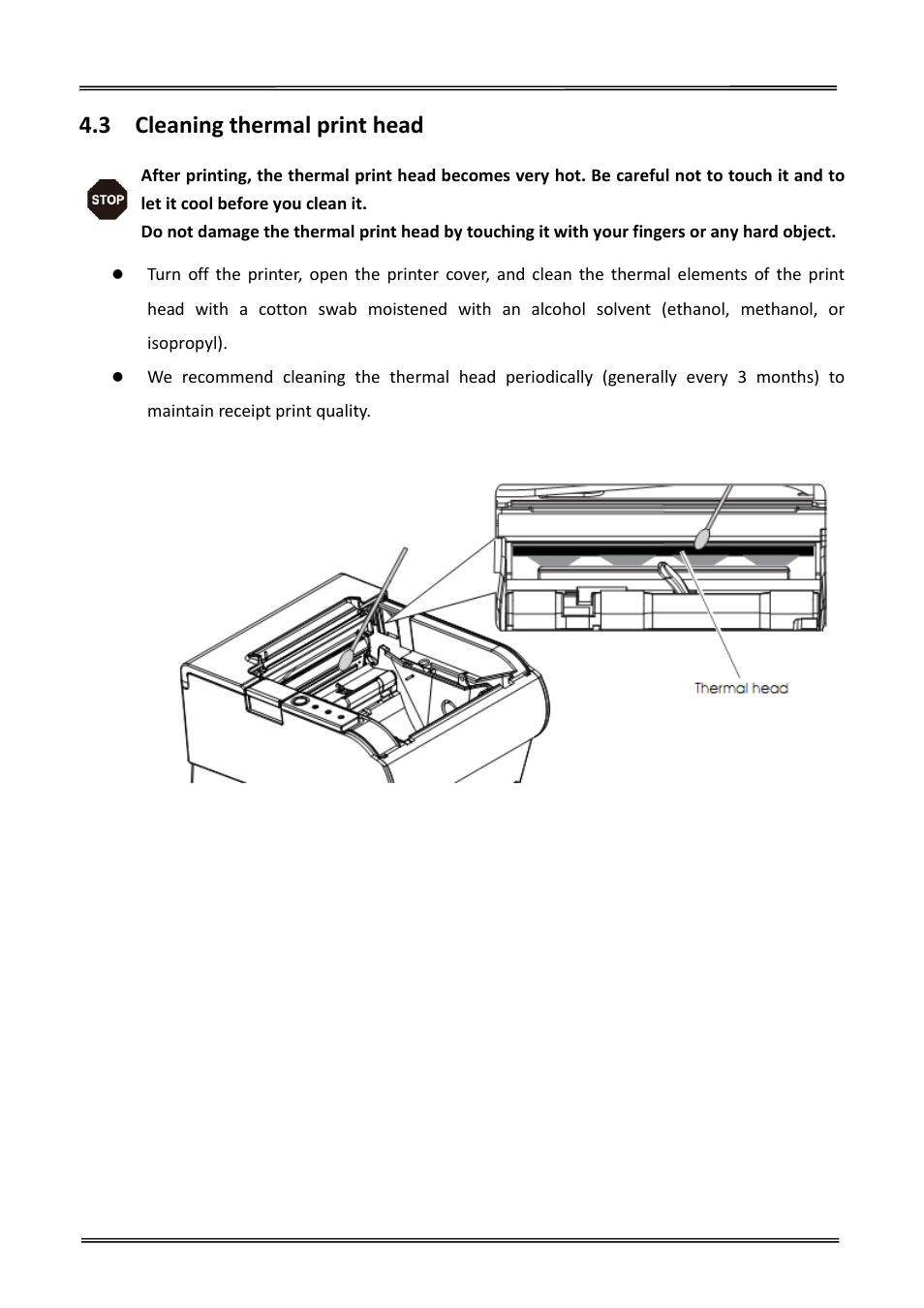 3 cleaning thermal print head, Cleaning thermal print head | Dascom DT-230 User Guide User Manual | Page 35 / 64