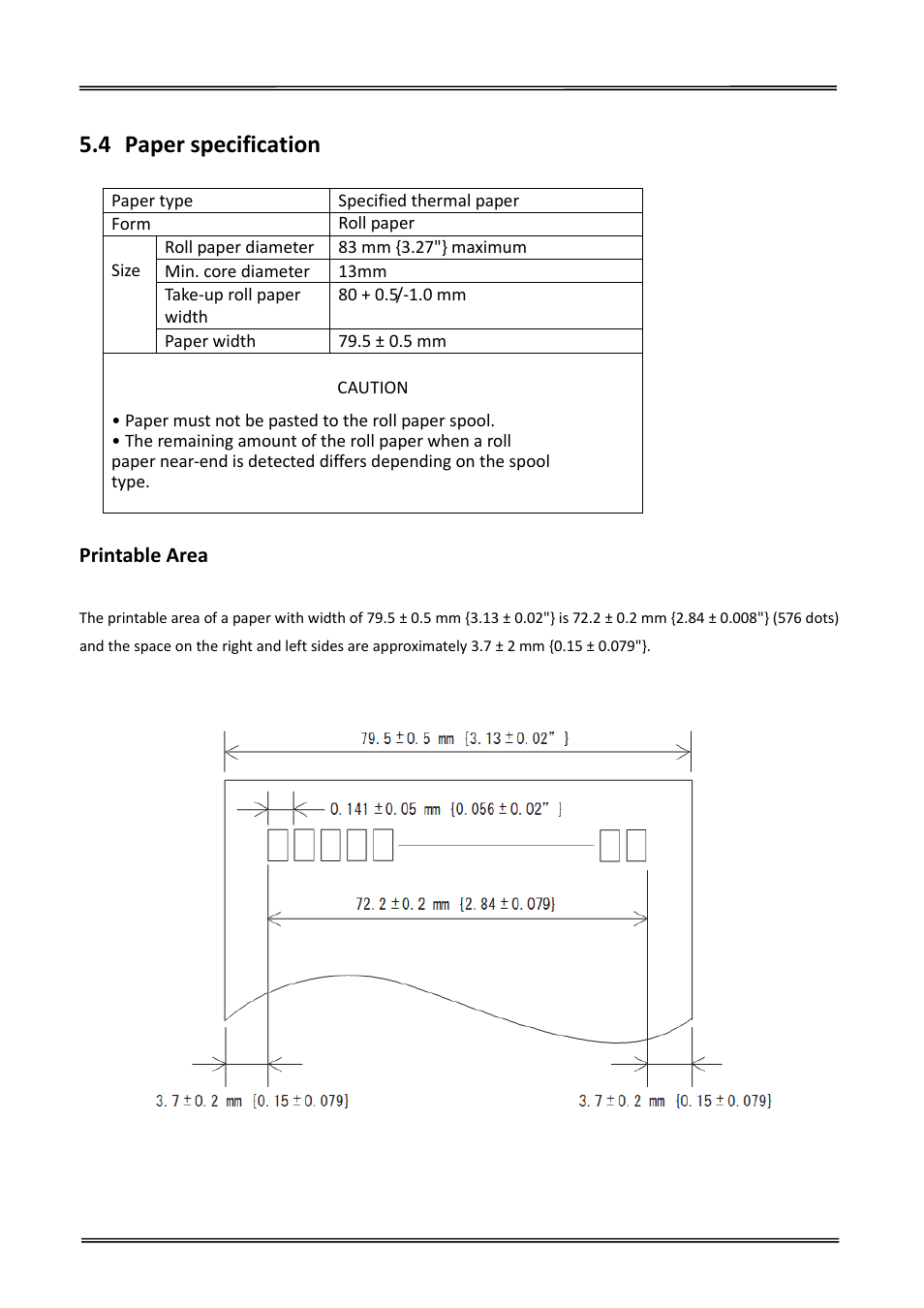 4 paper specification, Paper specification, Printable area | Dascom DT-230 User Guide User Manual | Page 42 / 64