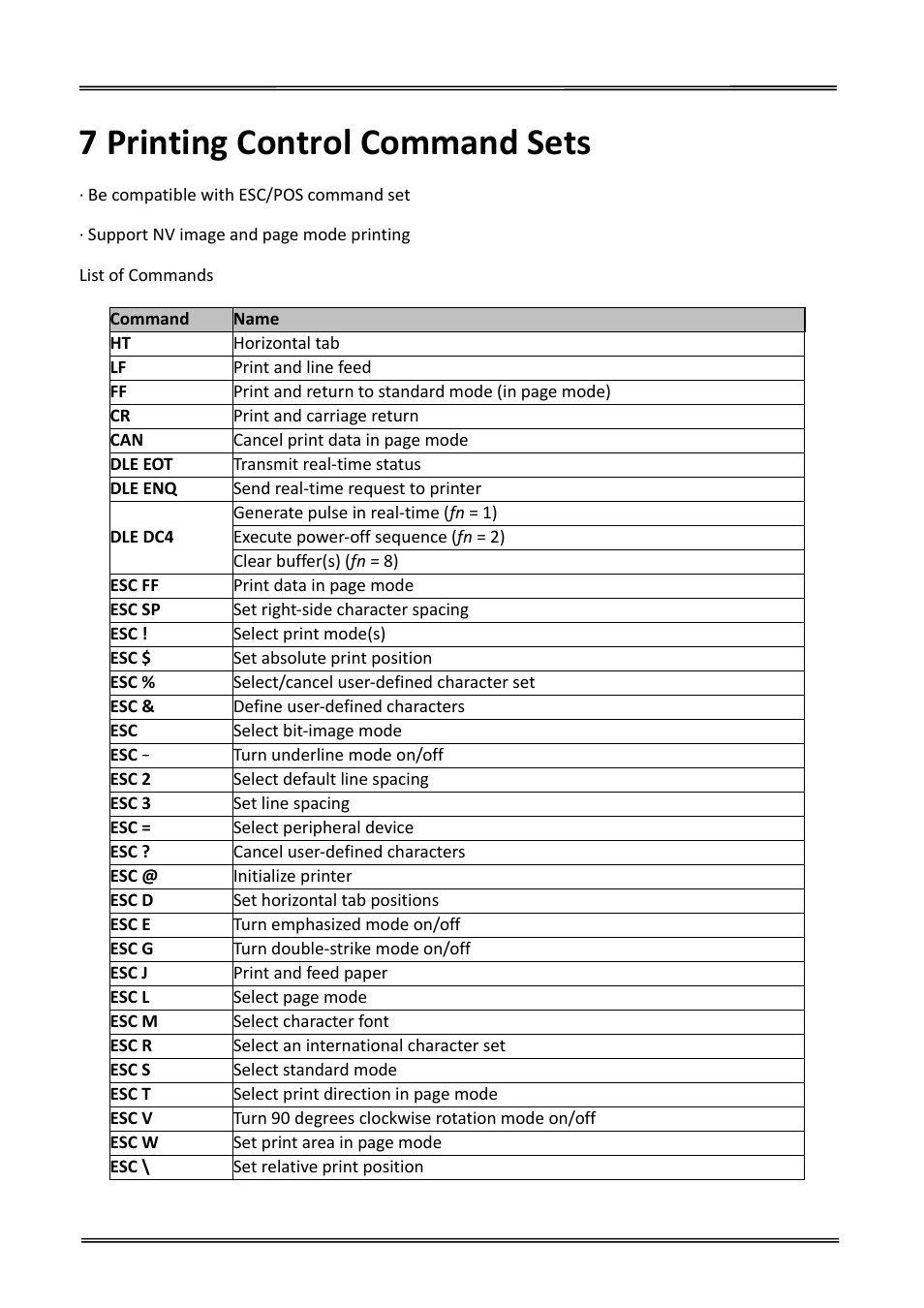 7 printing control command sets | Dascom DT-230 User Guide User Manual | Page 59 / 64