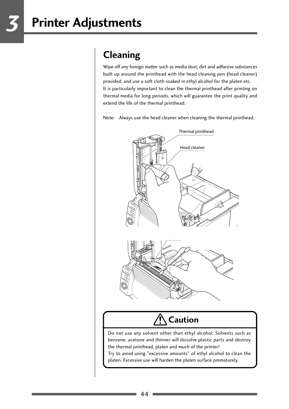 Cleaning, Printer adjustments | Dascom 7106 User Guide User Manual | Page 44 / 56