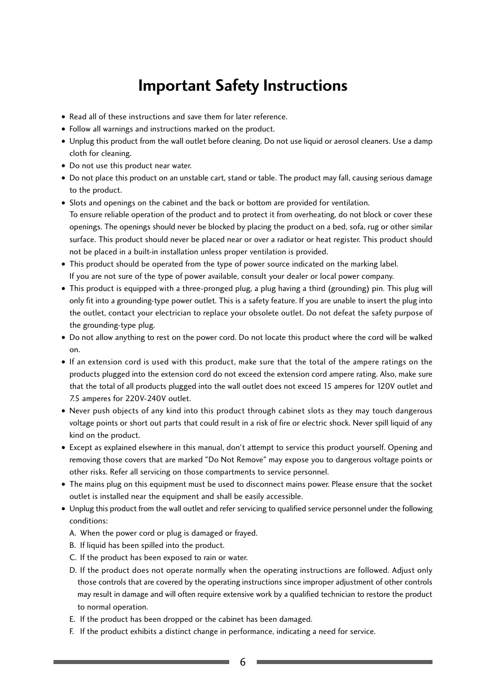 Important safety instructions | Dascom 7106 User Guide User Manual | Page 6 / 56