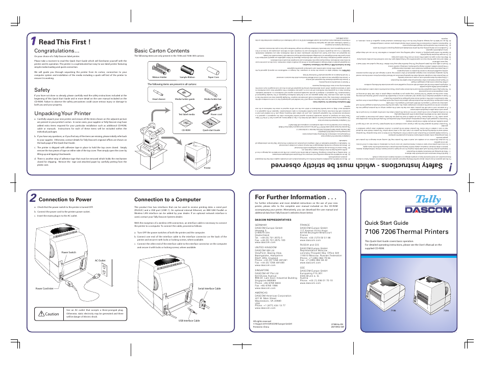 Dascom 7206 Quick Start Guide User Manual | 2 pages