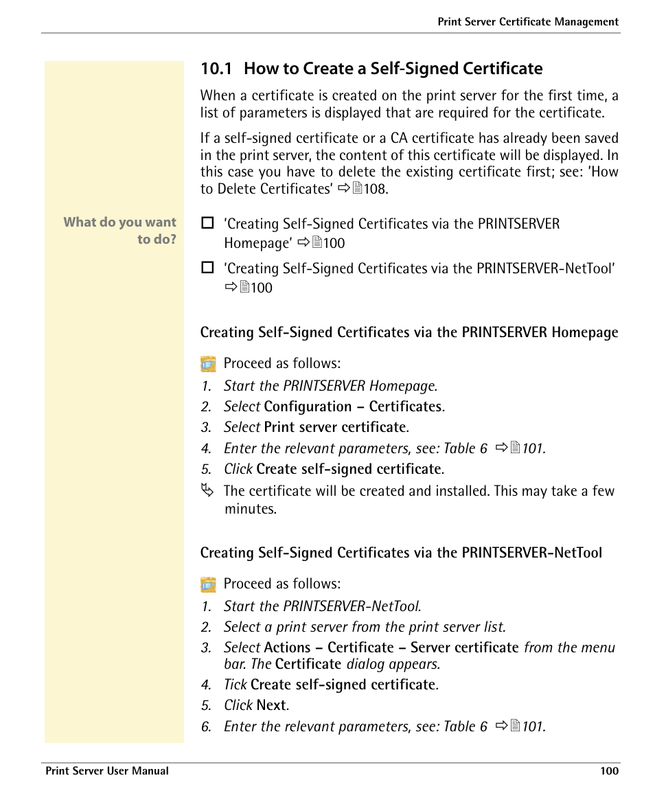 1 how to create a self-signed certificate, How to create a self-signed certificate | Dascom 7010 PrintServer Manual User Manual | Page 100 / 238