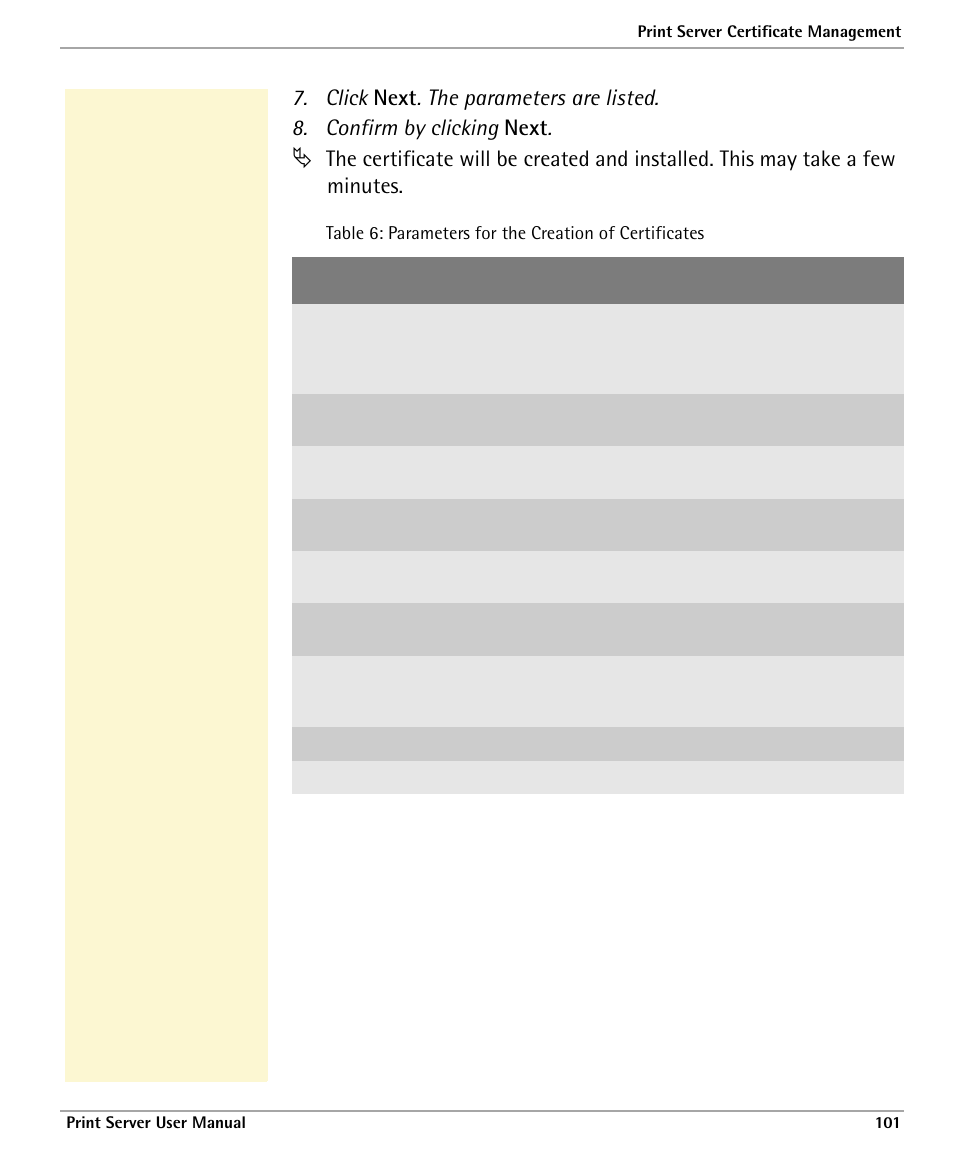 S, see: table 6 | Dascom 7010 PrintServer Manual User Manual | Page 101 / 238