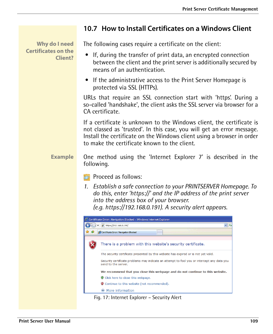 7 how to install certificates on a windows client, How to install certificates on a windows client | Dascom 7010 PrintServer Manual User Manual | Page 109 / 238