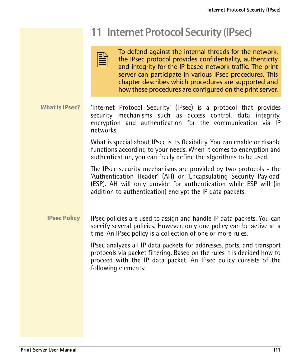 11 internet protocol security (ipsec) | Dascom 7010 PrintServer Manual User Manual | Page 111 / 238