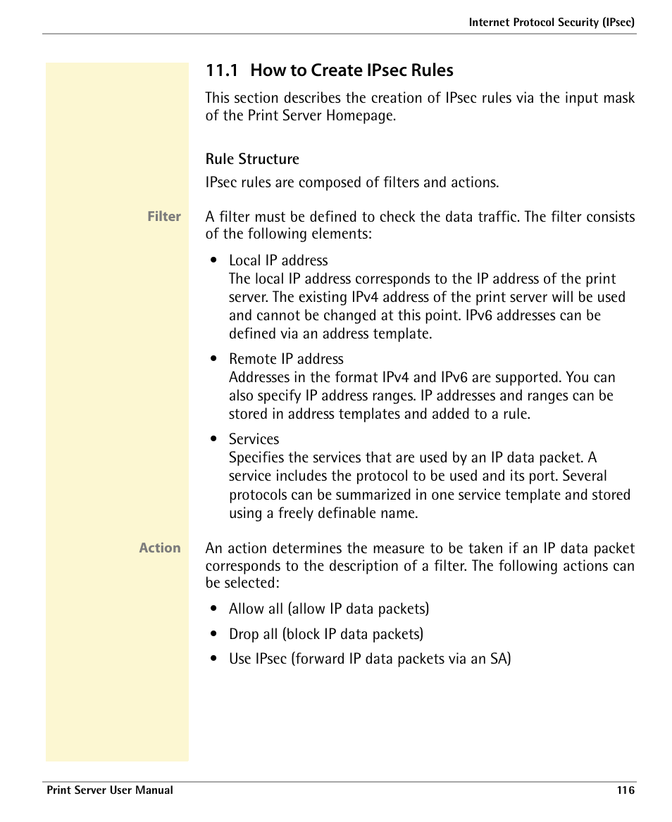 1 how to create ipsec rules, How to create ipsec rules | Dascom 7010 PrintServer Manual User Manual | Page 116 / 238