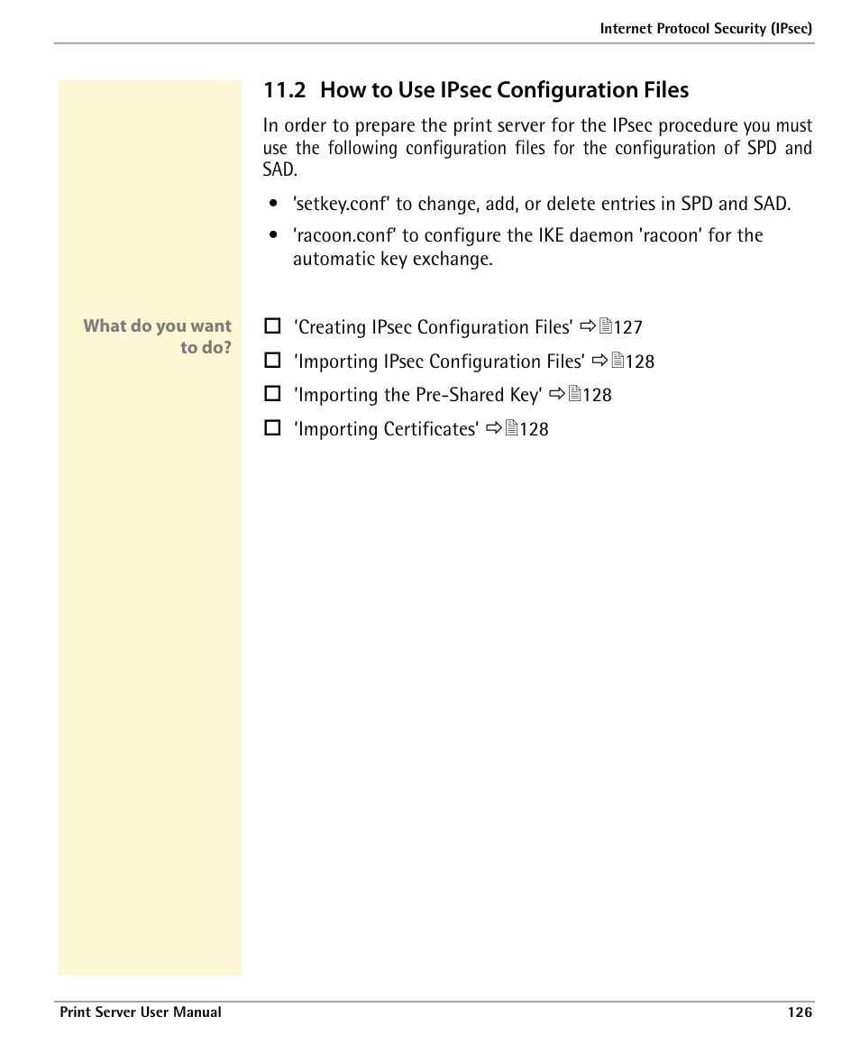 2 how to use ipsec configuration files, How to use ipsec configuration files | Dascom 7010 PrintServer Manual User Manual | Page 126 / 238