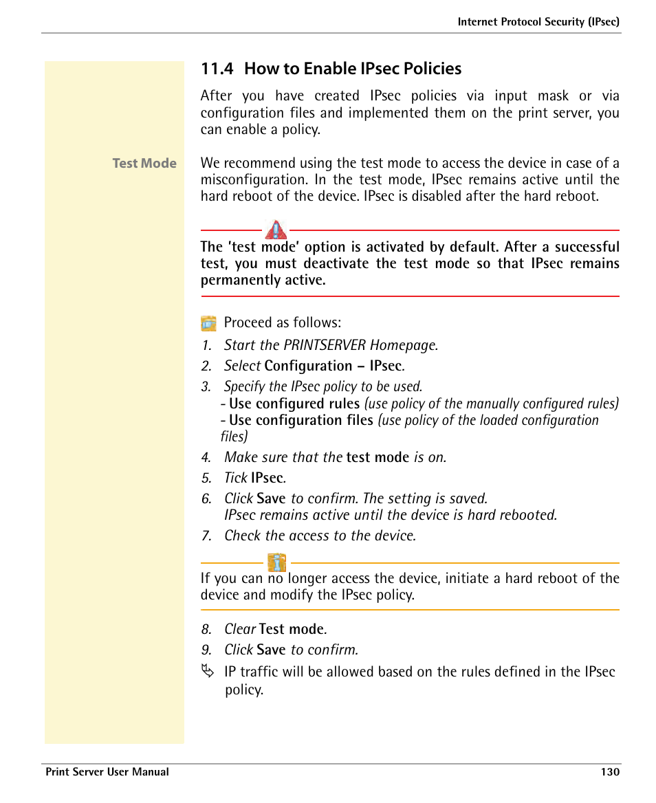 4 how to enable ipsec policies, How to enable ipsec policies | Dascom 7010 PrintServer Manual User Manual | Page 130 / 238