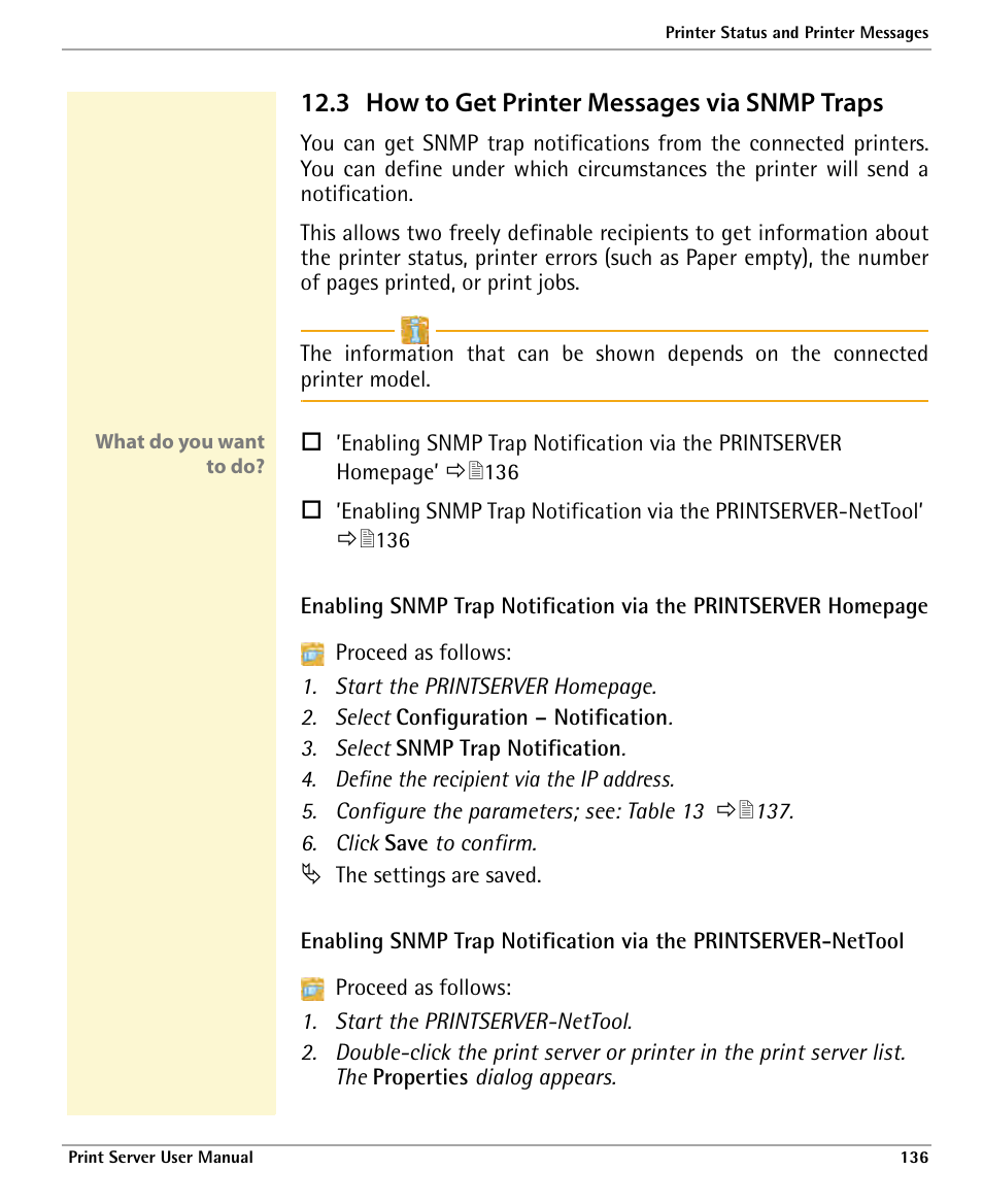 3 how to get printer messages via snmp traps, How to get printer messages via snmp traps | Dascom 7010 PrintServer Manual User Manual | Page 136 / 238