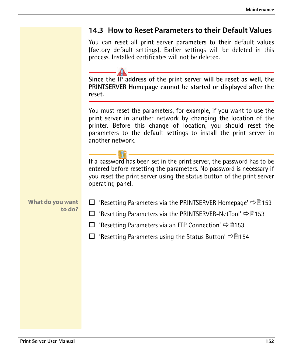 3 how to reset parameters to their default values, How to reset parameters to their default values | Dascom 7010 PrintServer Manual User Manual | Page 152 / 238