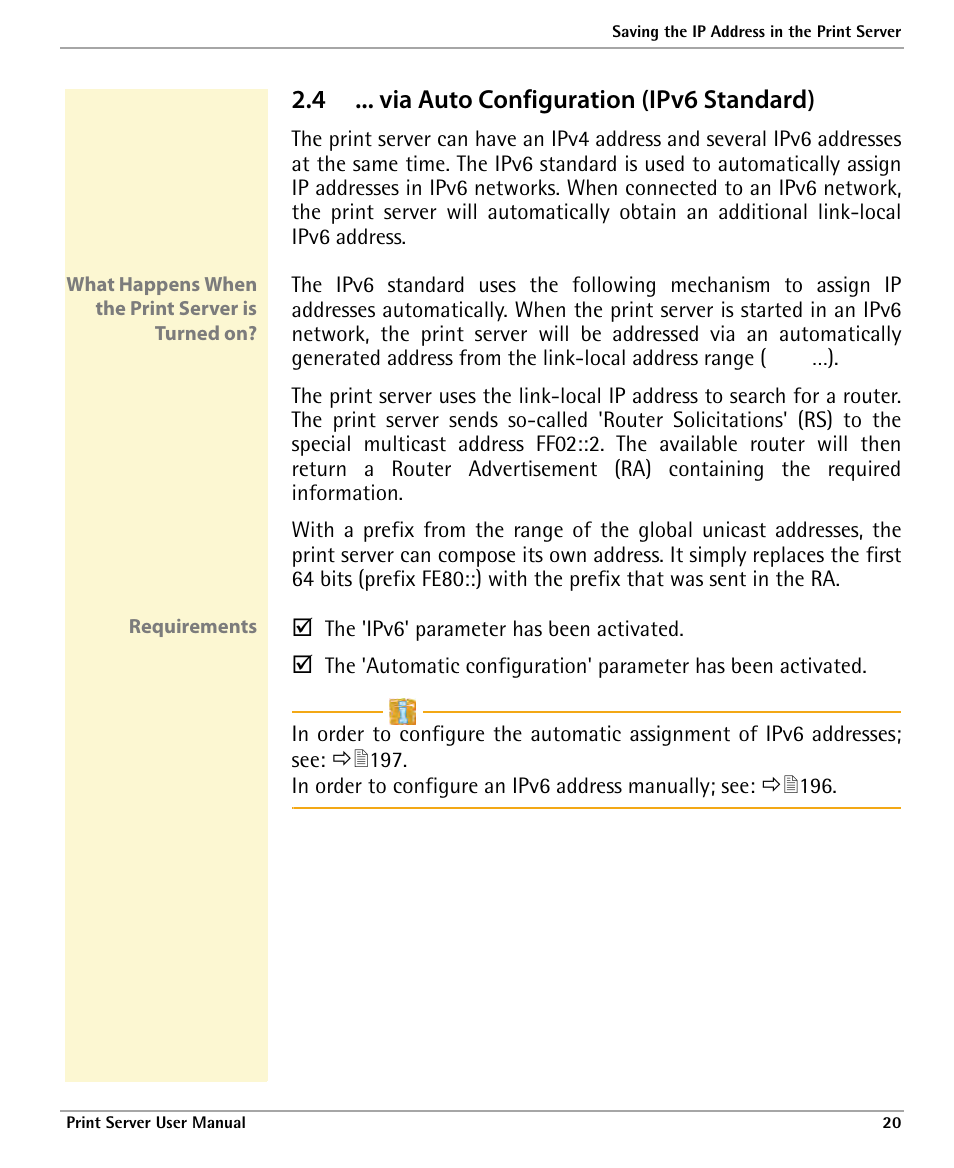 4 ... via auto configuration (ipv6 standard), Via auto configuration (ipv6 standard) | Dascom 7010 PrintServer Manual User Manual | Page 20 / 238