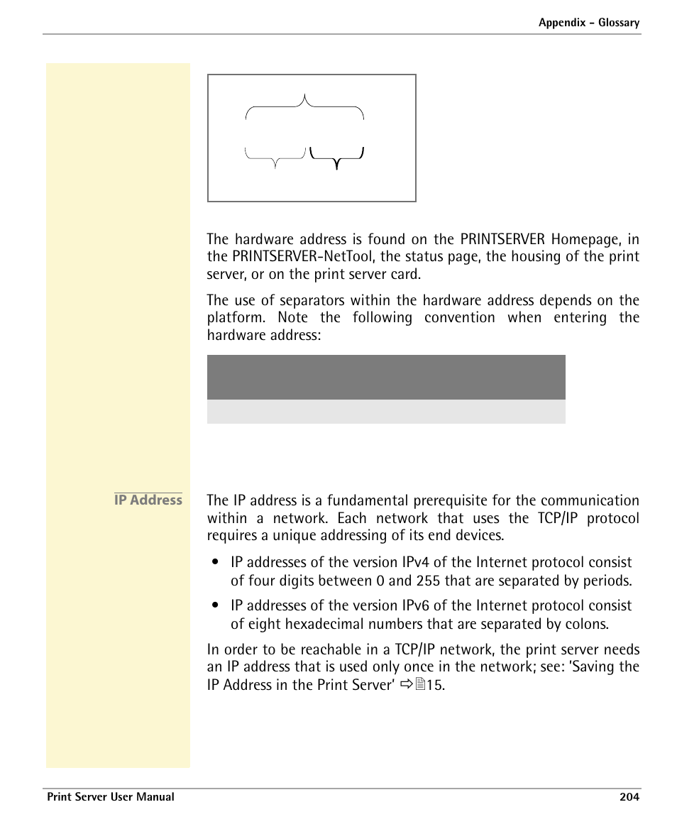 Ip address | Dascom 7010 PrintServer Manual User Manual | Page 204 / 238