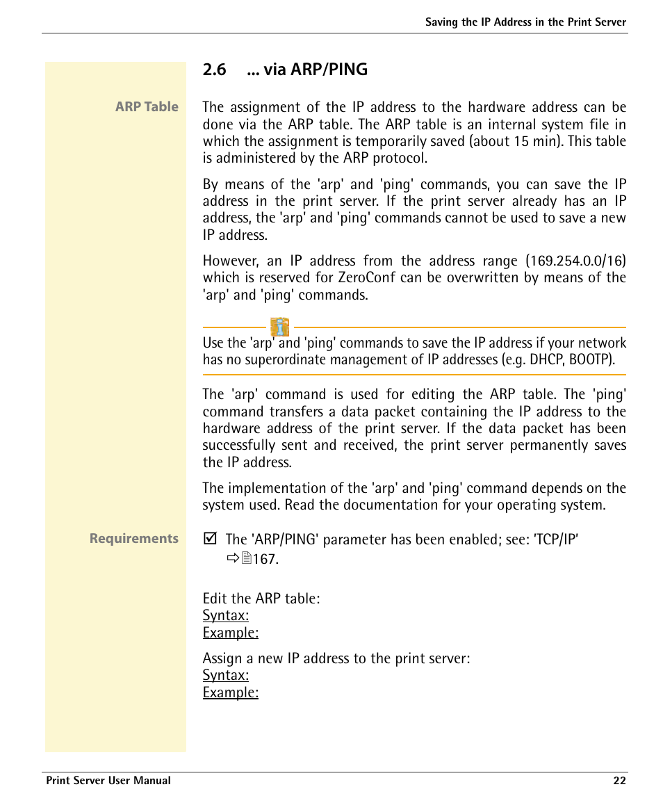 6 ... via arp/ping, Via arp/ping | Dascom 7010 PrintServer Manual User Manual | Page 22 / 238