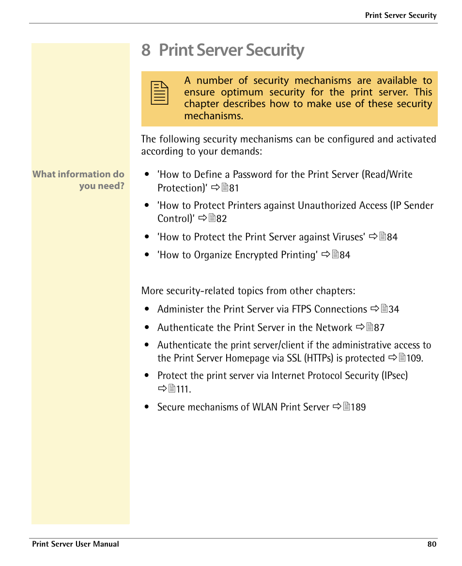 8 print server security | Dascom 7010 PrintServer Manual User Manual | Page 80 / 238