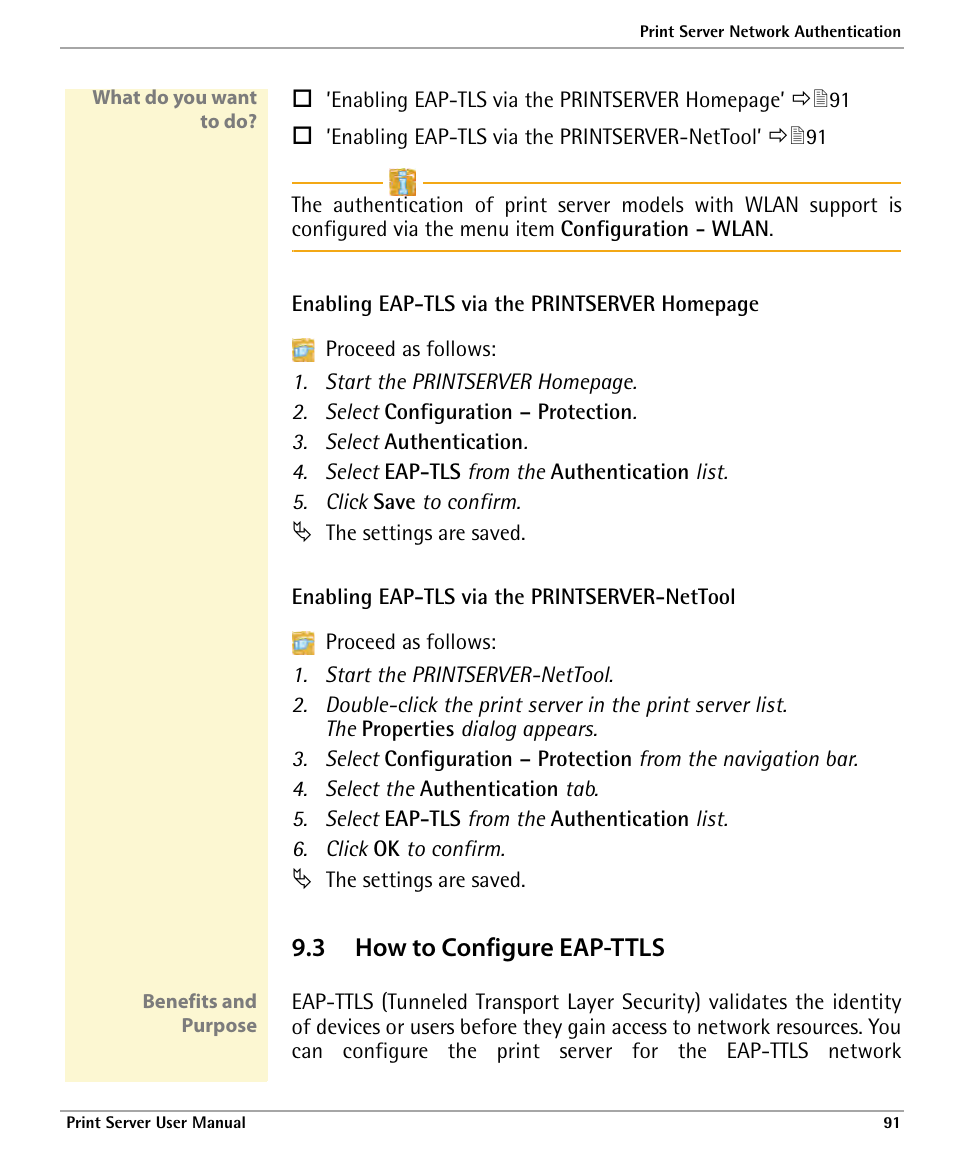 3 how to configure eap-ttls, How to configure eap-ttls | Dascom 7010 PrintServer Manual User Manual | Page 91 / 238