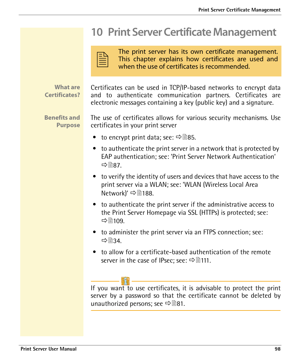 10 print server certificate management | Dascom 7010 PrintServer Manual User Manual | Page 98 / 238