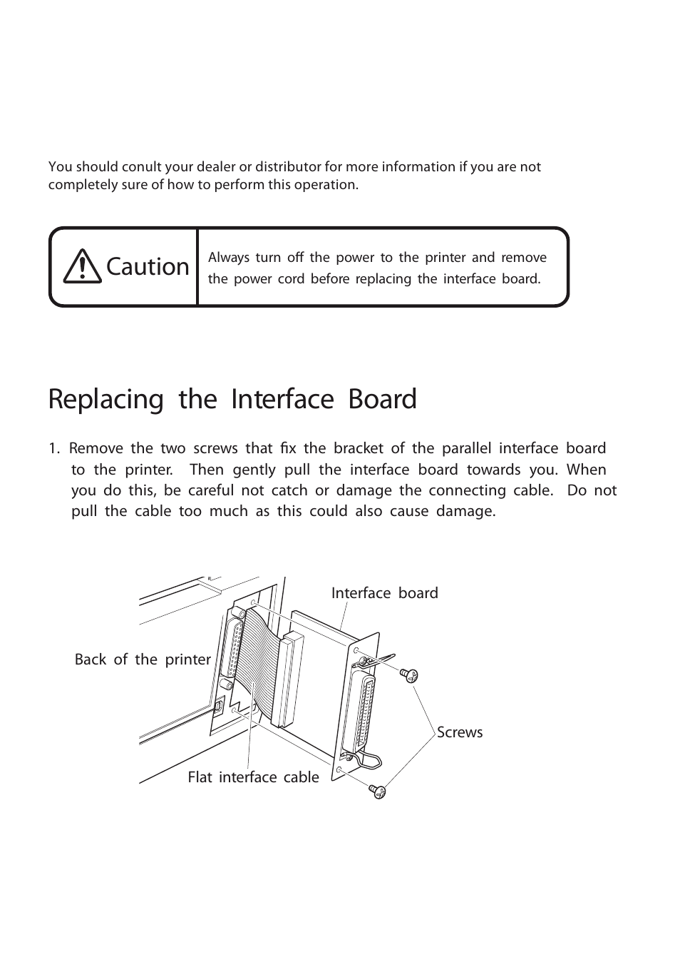 Installation guide, Replacing the interface board, Caution | Dascom 7010 WLAN Installation Guide User Manual | Page 2 / 8