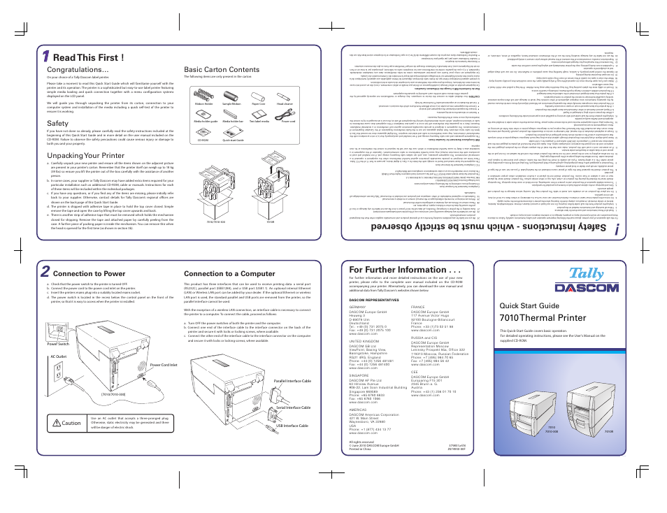 Dascom 7010 Quick Start Guide User Manual | 2 pages