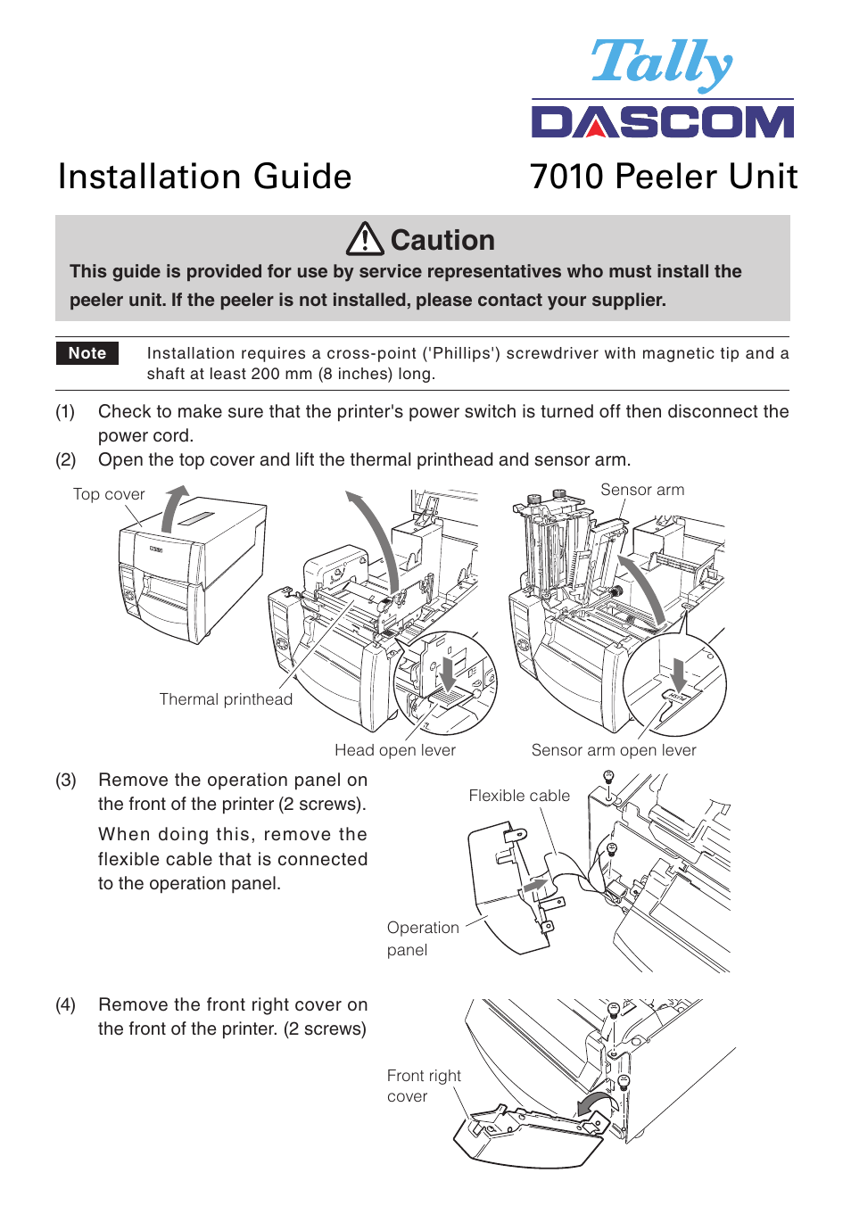 Dascom 7010 Peeler Installation and User Guide User Manual | 4 pages