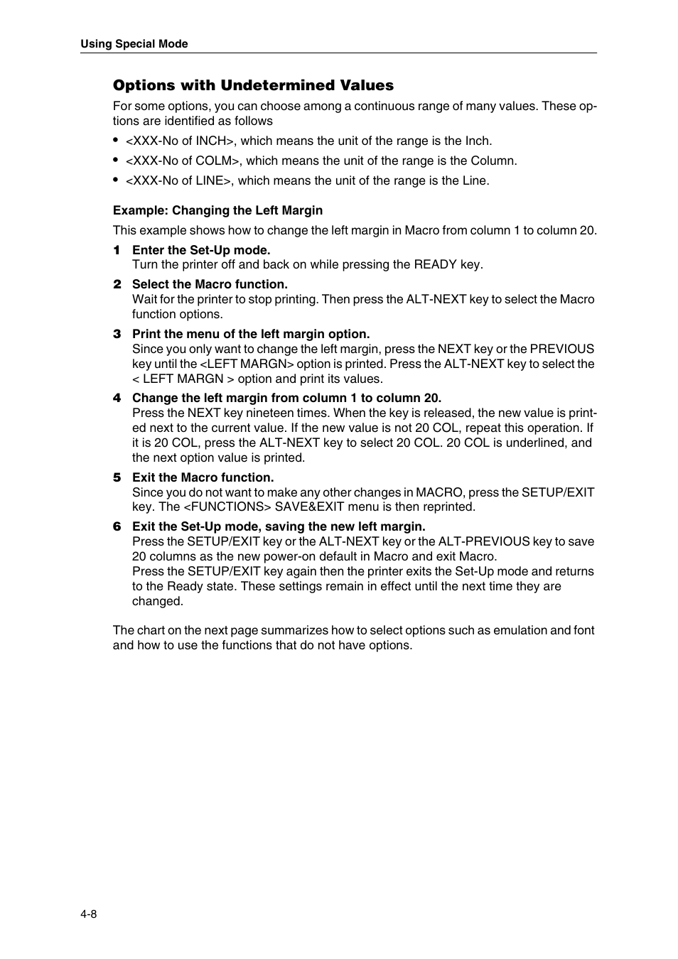 Options with undetermined values | Dascom MIP480 User Guide User Manual | Page 42 / 138