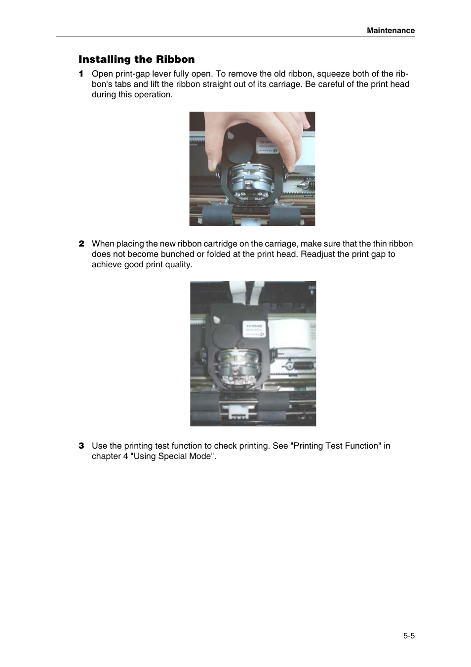 Installing the ribbon | Dascom MIP480 User Guide User Manual | Page 73 / 138