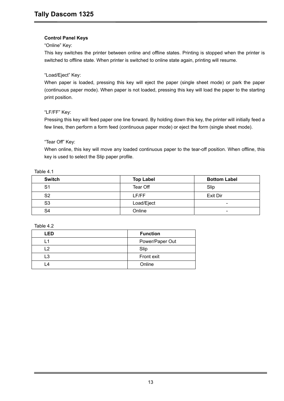 Tally dascom 1325 | Dascom 1325 User Guide User Manual | Page 27 / 100