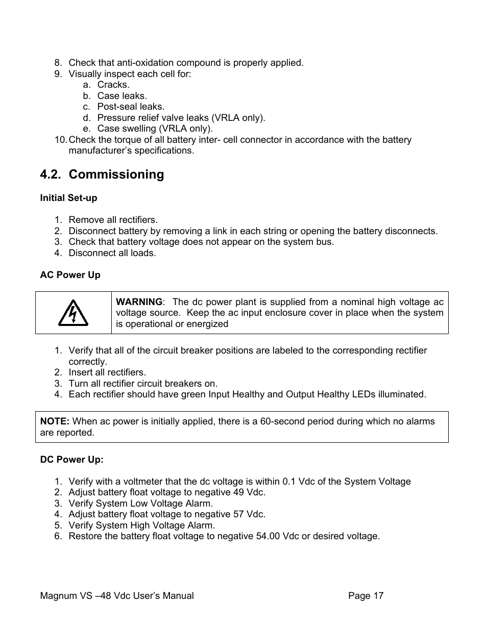 Commissioning | APC VS 50 User Manual | Page 22 / 65