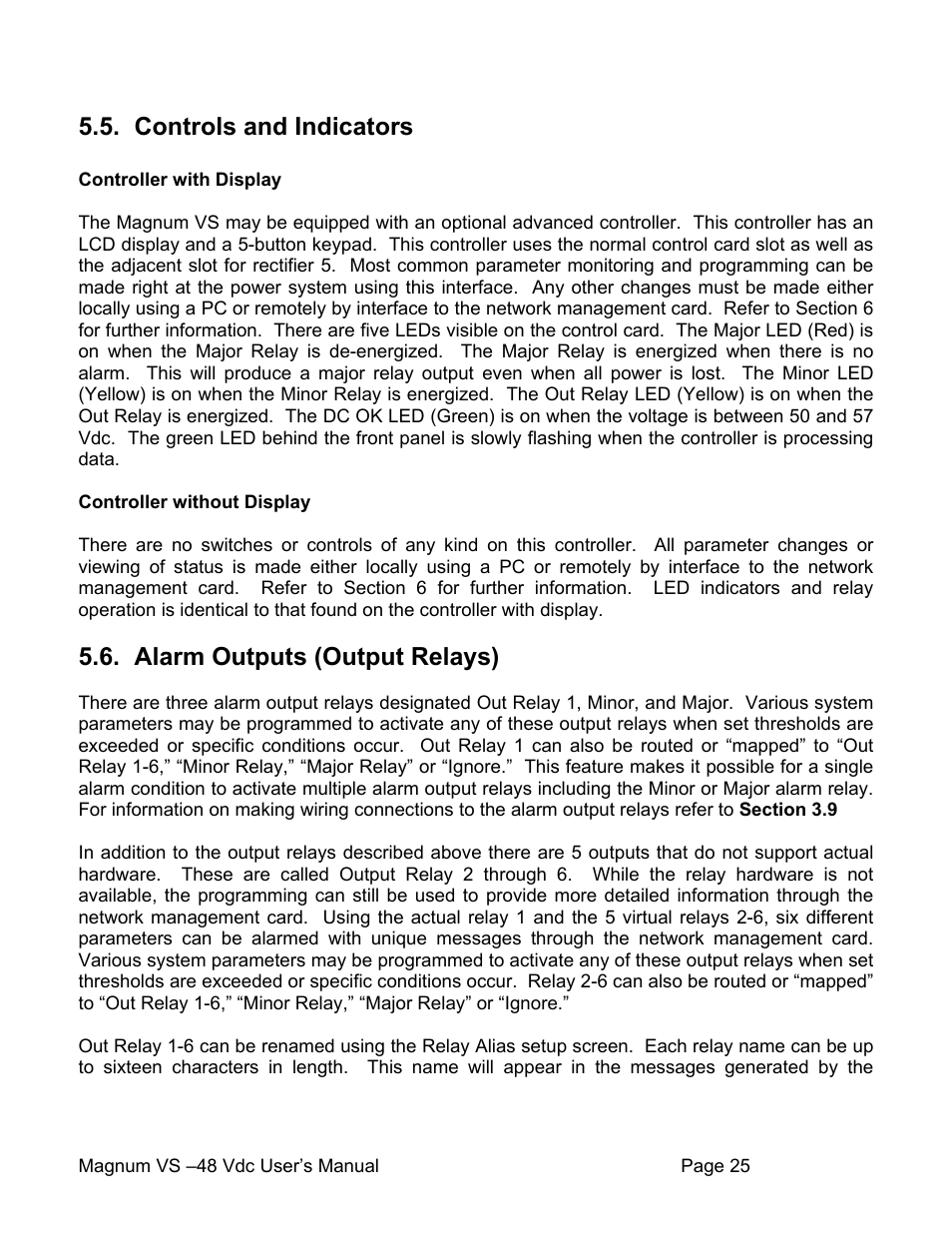 Controls and indicators, Alarm outputs (output relays) | APC VS 50 User Manual | Page 30 / 65
