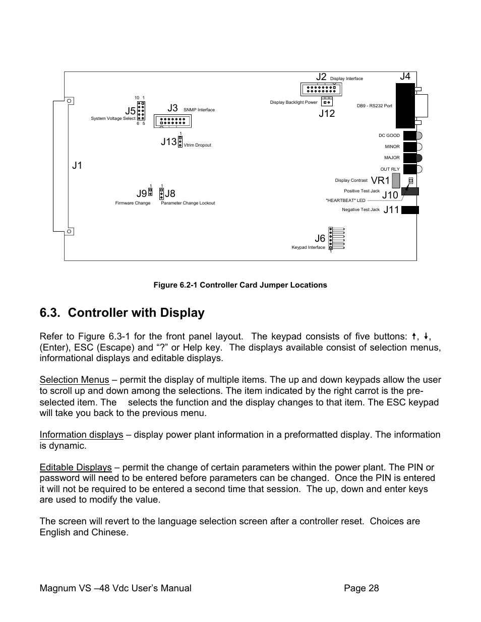 Controller with display, Magnum vs –48 vdc user’s manual page 28 | APC VS 50 User Manual | Page 33 / 65