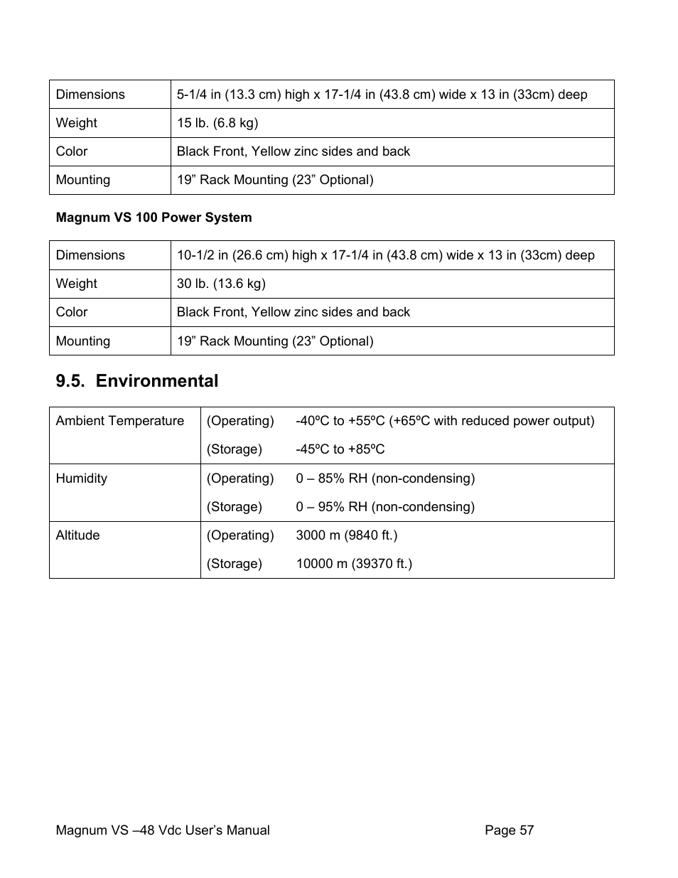 Environmental | APC VS 50 User Manual | Page 62 / 65